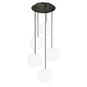 Pendelleuchte ACAI, Ø26cm, 5-flammig, rund, E27, IP20, opalweiß matt, Pendel schwarz matt