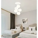 pendant luminaire ACAI 26 5 flames, round E27 IP20, mat, opal white dimmable