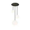 Pendelleuchte ACAI, Ø16/Ø21/Ø26cm, 3-flammig, rund, E27, IP20, opalweiß matt, Pendel schwarz matt