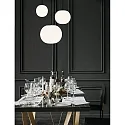 Casablanca Pendelleuchte ACAI, Ø16/Ø21/Ø26cm, 3-flammig, rund, E27, IP20, opalweiß matt, Pendel schwarz matt