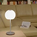 Casablanca Tischleuchte BALL, IP20, 2x G9, opal weiß-matt / Aluminium gebürstet, Höhe 49, mit Schalter