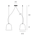 Casablanca Pendant luminaire CLAVIO M, 2x E27, IP20, Lava anthracite / black matt