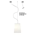 Casablanca pendant luminaire MESA LONG 1 flame E27 IP20, brushed aluminium, matt, opal white dimmable