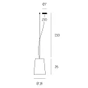 Casablanca pendant luminaire MESA LONG 1 flame E27 IP20, brushed aluminium, matt, opal white dimmable