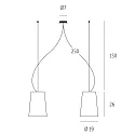 Casablanca pendant luminaire MESA LONG 2 flames E27 IP20, brushed aluminium, matt, opal white dimmable