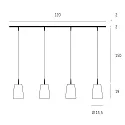 Casablanca Pendelleuchte MESA, 4-flammig, E27, IP20, opalweiß matt / Baldachin alu