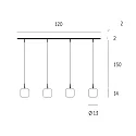 Casablanca Pendelleuchte MUREA, IP20, 4-flammig, 120cm, 4x E27, opal weiß-matt