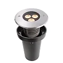 Outdoor LED NV-Boden-Einbaustrahler CANUM, IP67 IK10, Ø 11.6cm, 24V DC, 5.8W 3000K 370lm 45°, WEIPU 2-Pol, dimmbar, Edelstahl