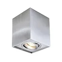 Deckenaufbau-Strahler BENGALA, IP20, eckig, 9.6cm, GU10 max. 50W, drehbar / schwenkbar, Aluminium, Silber gebürstet