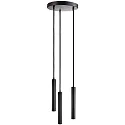 LED Pendelleuchte SLIM DIM, 3-flammig, Baldachin rund, Ø 24cm, IP20, 15W 2700K 1500lm 24°, CRi >90, UGR <19, dimmbar, schwarz