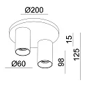 ceiling luminaire CAN TILT ROUND Ø 20CM 2 flames, round, cardanic swivelling GU10 IP20, white