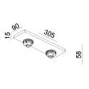 Deckenaufbau-Strahler  CAN TILT SQUARE BASE MIX'N MATCH 1/3, IP20, eckig, 30.5cm, 2-flammig, 2x GU10, ohne Schirm, weiß