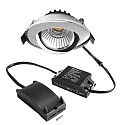 LED Sanierungs-Downlight DIONE IP20 DTW, Ø 8.2cm, 8.5W 1800-3000K 480lm 36°, CRi >95, schwenkbar 30°, Quick-Terminal, Chrom