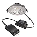 LED Einbau-Strahler DIONE IP44, Ø 8.2cm, 8.5W 4000K 800lm 36°, schwenkbar 30°, Quick-Terminal, dimmbar, Silber
