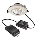 LED Sanierungs-Downlight DIONE IP44 DTW, Ø 8.2cm, 8.5W 1800-3000K 480lm 36°, CRi >95, schwenkbar 30°, Quick-Terminal, weiß