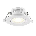 Deko-Light LED Einbaustrahler SURTUR TILT 68 CCT, IP44 IK06, 6W 2700/3000/4000K 600lm 40°, CRi>90, dimmbar, schwenkbar, weiß