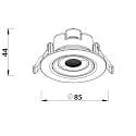 Deko-Light LED Einbaustrahler SURTUR TILT 68 DTW, IP44 IK06, Ø 8.5cm, 6W 1800-2700K 430lm 40°, CRi>90, Dim-To-Warm, schwenkbar, weiß