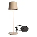 Outdoor LED Akku-Tischleuchte BUNDLE CANIS, IP65 IK04, 3.5W 2200/2700K, mit Touch-Sensor + USB-Ladesockel, beige