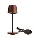 Outdoor LED Akku-Tischleuchte BUNDLE CANIS MINI, IP65 IK04, 2.3W 2200/2700K, mit Touch-Sensor + USB-Ladesockel, rost