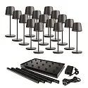 battery table lamp CANIS MINI GASTRO with touch dimmer, with charger, 15 pcs. IP65, dark grey, mat dimmable