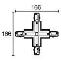 Deko-Light Zubehör für 3-Phasen-Schienensystem D LINE - X-Verbinder links-links-rechts-rechts, 220-240V AC / 50-60Hz, Grau