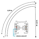 Deko-Light 3-phase surface-mounted track D LINE / DALI CURVED 90° / RADIUS 1M left, 6-pole, traffic white