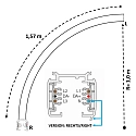 Deko-Light 3-phase surface-mounted track D LINE / DALI CURVED 90° / RADIUS 1M right, 6-pole, traffic white