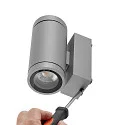 Deko-Light facade spotlight SHORELINE PRO GU10 ROUND UP&DOWN 2 flames, cylindrical, with lamp socket GU10 IP65, light grey