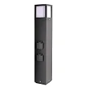 Steckdosenturm FACADO SOCKET, IP54, 2-fach, mit E27-Fassung (max. 20W), schaltbar, Alu-Druckguss, dunkelgrau / matt, 65cm