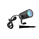 LED Erdspieß-Strahler RF-SMART WIDE-SPOT, IP65, 100-240V AC, 12W RGB + 2700-6500K 1100lm 60°, mit Steckerkabel, schwarz