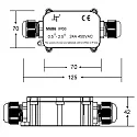 Deko-Light Outdoor 2-fach-Verteiler für Kabel 5-12 mm, 0.5-2,5 mm², max. 450V AC/24A, IP68, eckig, schwarz