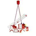 Pendelleuchte FEUERWEHR MIT FRED, Kinderzimmerleuchte, 2x E27, rot
