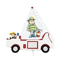 Wandleuchte FEUERWEHRAUTO MIT FRED, Kinderzimmerleuchte, 1x E14, rot / weiß