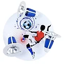 Rondell SOCCER, Kinderzimmerleuchte, 3x E14, rot / weiß / blau