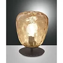 Tischleuchte GISELLA, E27 max. 40W, mit Schalter, Metall / geblasenes Glas, Amber