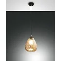 Pendelleuchte GISELLA, E27 max. 60W, Metall / geblasenes Glas, Amber, Ø 20cm