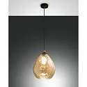 Pendelleuchte GISELLA, E27 max. 60W, Metall / geblasenes Glas, Amber, Ø 26cm