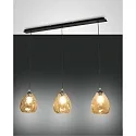 Pendelleuchte GISELLA, 3-flammig, 3x E27 max. 60W, Metall / geblasenes Glas, Amber