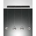 LED Pendelleuchte ARABELLA 1, 4-flammig, Leiste, 32W 3000K 3020lm, dimmbar, Grau transparent