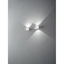 Fabas Luce LED Außenwandleuchte LAO, Up/Down, 2-flammig, IP65, 12W 3000K 1080lm 2x100°, Aluminium / Kristallglas, weiß