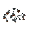 pendant luminaire RETRO 12 flames E14 IP20, copper, black matt 