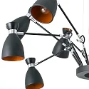 pendant luminaire RETRO 12 flames E14 IP20, copper, black matt 