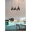 pendant luminaire RETRO 7 flames E14 IP20, copper, black matt 