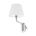Wandleuchte ETERNA E27, IP20, Leser links, chrom, weiß