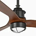 Faro Ceiling fan JUST FAN M with remote control IP20, walnut, black matt