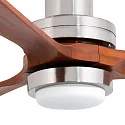 Faro Ceiling fan LANTAU L with remote control IP20, nickel matt, walnut