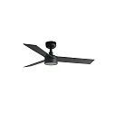 Faro Ceiling fan RUDDER S with remote control IP20, black matt, walnut