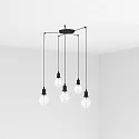 pendant luminaire ART 5 flames E27 IP20, black 