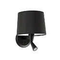 Wandleuchte CONGA E27, IP20, mit Leser 3W, 3000K, 280lm, schwarz