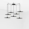 pendant luminaire PLAT 7 flames E27 IP20, black matt 